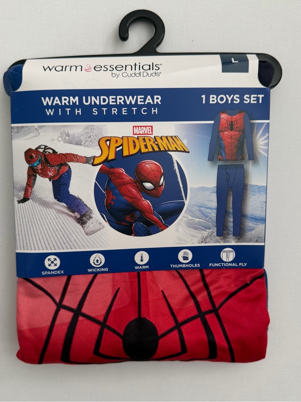 Cuddl Duds Marvel Spider-Man Boys Warm Underwear Set Size L